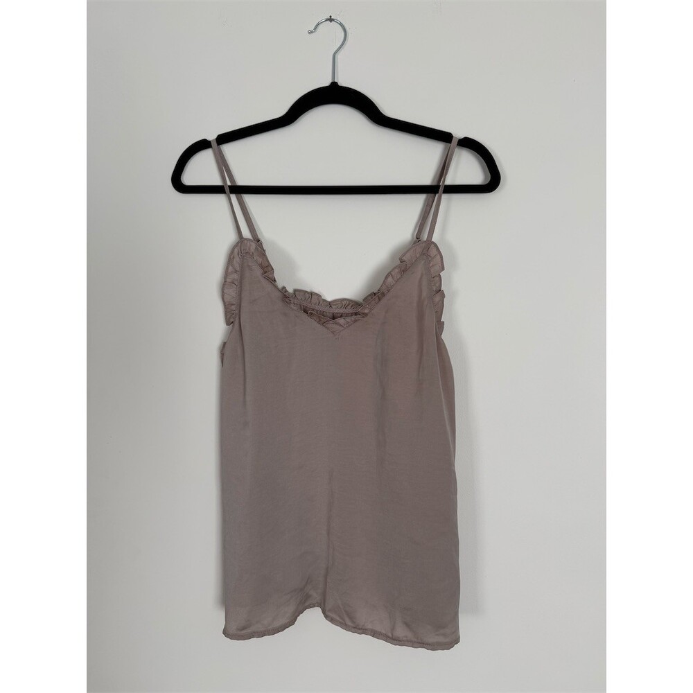 Unbranded Camisole Tank Top Womens S/M Mauve Purple Ruffle V-Neck Satin